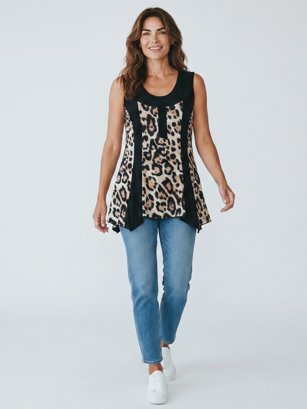 N.W.D New Woman Design Leopard Print Flowy Tank Camisole Large